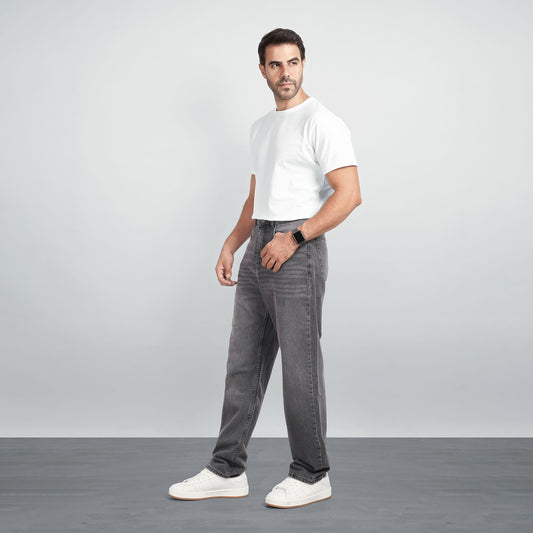 Men's Wide Leg Jeans – Relaxed Fit Stretch Denim Pants with 5 Pockets