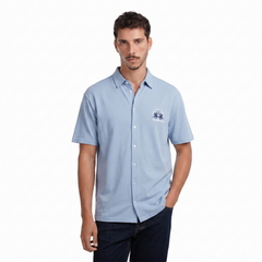Men's Short Sleeve Button Down Polo Shirt – Embroidered Logo Casual Shirt