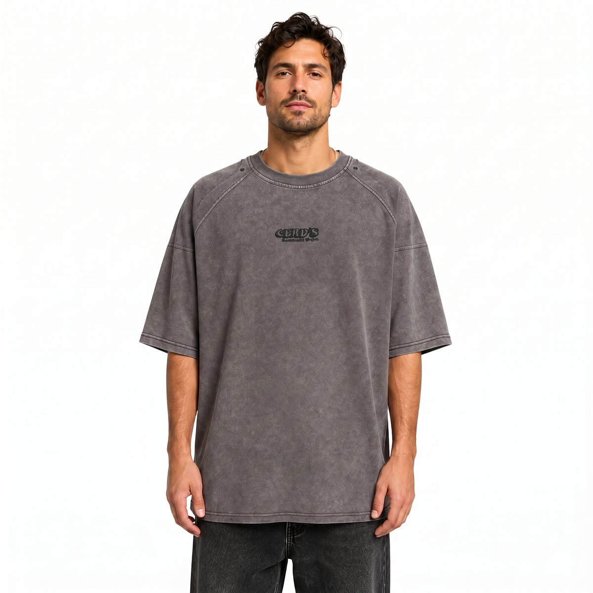 Men’s Washed Oversized T-Shirt – Casual Vintage Half Sleeve Tee