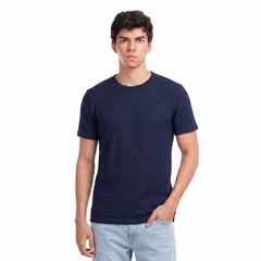 Men's Textured Knit T-Shirt – Relaxed Fit Casual Crew Neck
