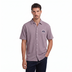 Men's Short Sleeve Button Down Polo Shirt – Embroidered Logo Casual Shirt