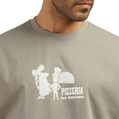 Men's Graphic Cotton T-Shirt – Pizzeria Print | Regular Fit