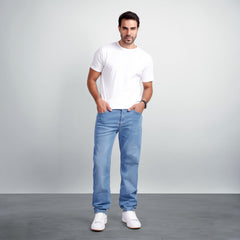 Men's Regular Fit Denim Jeans – Classic Straight Leg Casual Pants