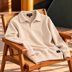 Men's Classic Knitted Polo Sweater – Long Sleeve Pullover Jumper
