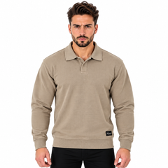 Men's Classic Knitted Polo Sweater – Long Sleeve Pullover Jumper