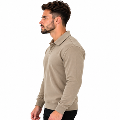 Men's Classic Knitted Polo Sweater – Long Sleeve Pullover Jumper
