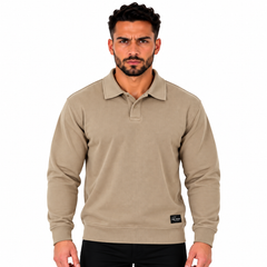 Men's Classic Knitted Polo Sweater – Long Sleeve Pullover Jumper