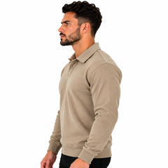 Men's Classic Knitted Polo Sweater – Long Sleeve Pullover Jumper