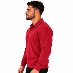 Men's Classic Knitted Polo Sweater – Long Sleeve Pullover Jumper