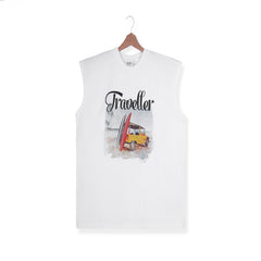 Men’s Sleeveless T-Shirt – Traveler Graphic Summer Casual Tank Tee