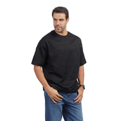 Men's Textured Cotton Crew Neck T-Shirt