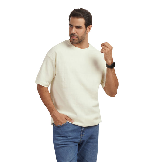 Men's Textured Cotton Crew Neck T-Shirt