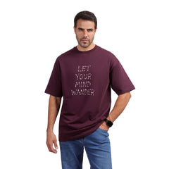 Men's Graphic Cotton T-Shirt – "Let Your Mind Wander" Print | Regular Fit
