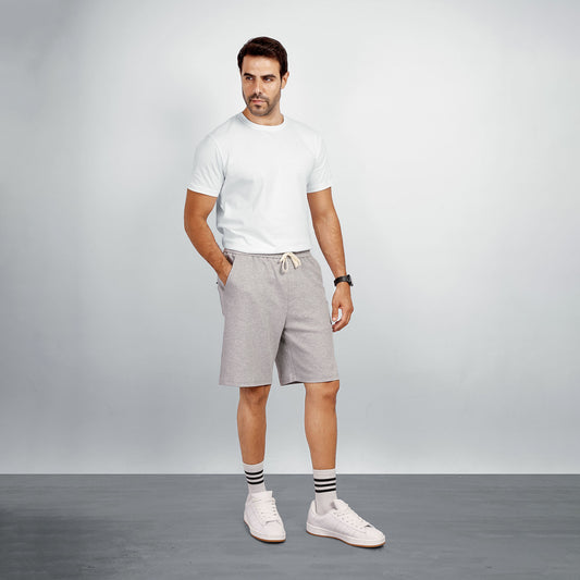 Men's Cotton Fleece Sweat Shorts with Drawstring Waist & Embroidered Logo