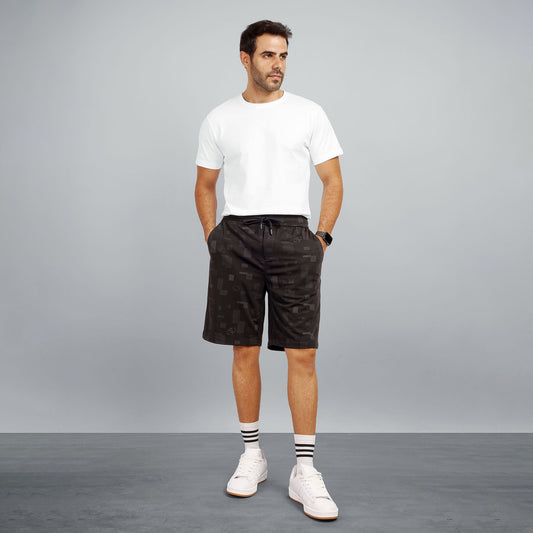 Men's Performance Training Shorts with Geometric Print & Drawstring Waist