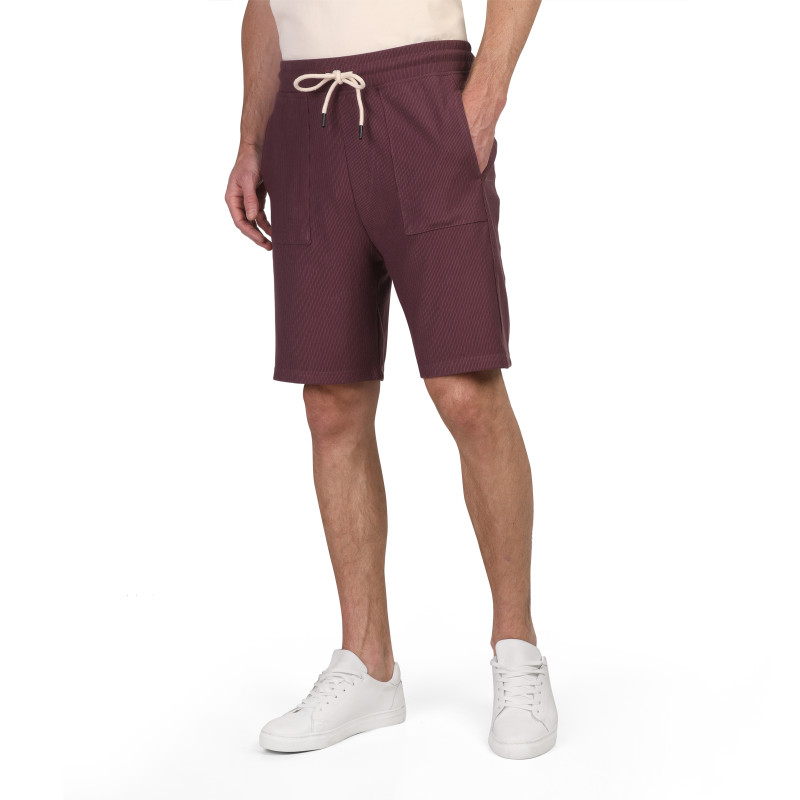 Ribbed Textured Short| burgandi